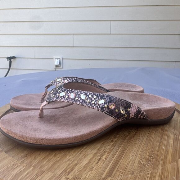 Vionic Lucia Sandals Womens Size 8 Snake Print Embellished Flip Flop Shoes - Picture 5 of 8